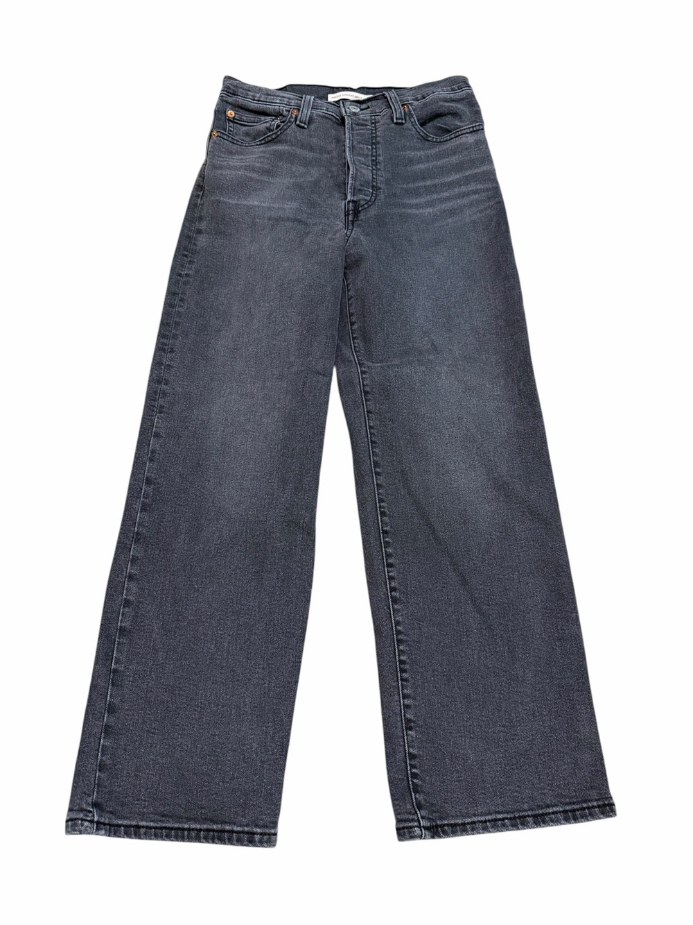 Levi's Women's High Rise Ribcage Straight Ankle Jeans‎ | Washed Black | Size 28
